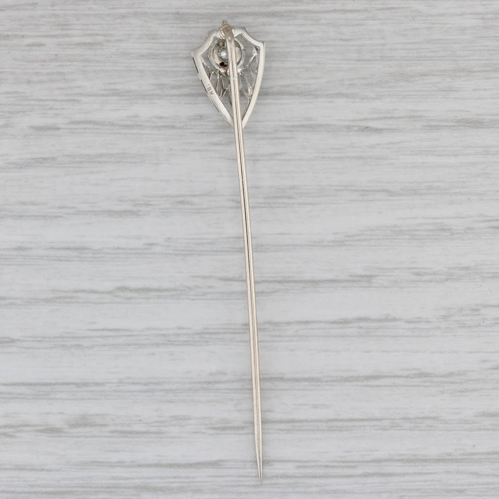 Gray Antique Diamond Filigree Stickpin 18k Top 10k Pin White Gold