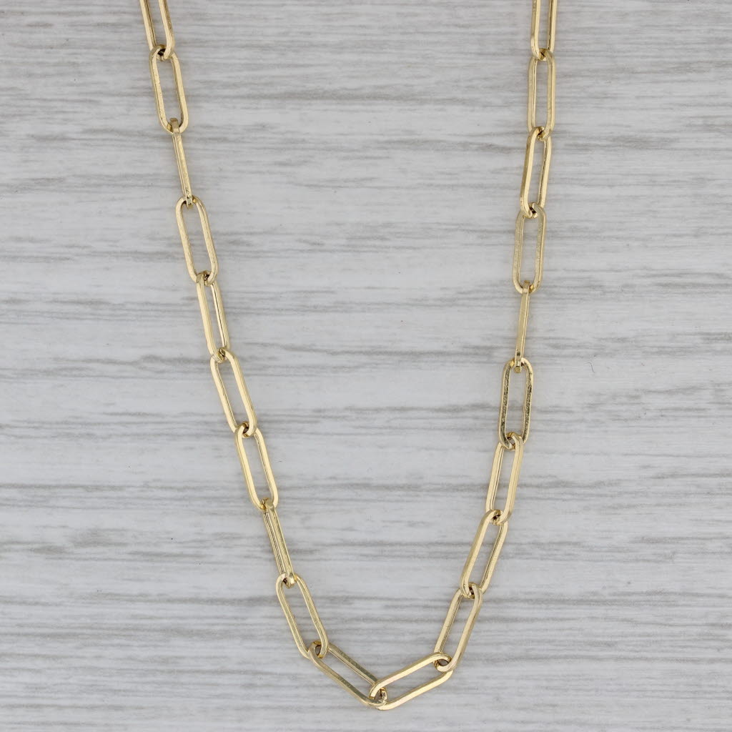 Gray 16" Paperclip Cable Chain Necklace 14k Yellow Gold 3.3mm