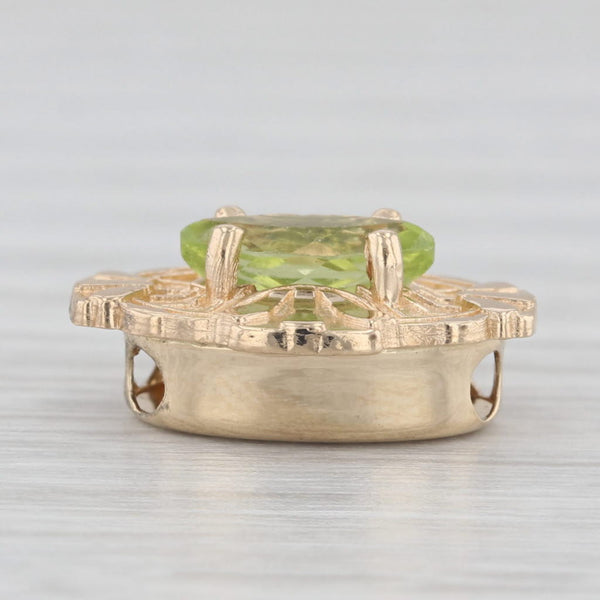 Vintage Richard Glatter 0.60ct Peridot Slide Bracelet Charm 14k Yellow Gold
