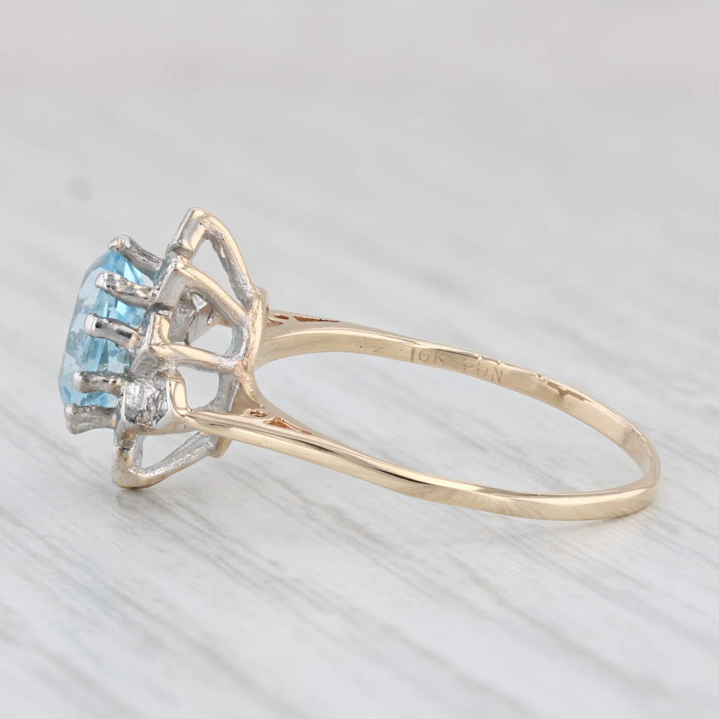 Light Gray 1.46ctw Oval Blue Topaz Diamond Ring 10k Yellow Gold Size 7.5