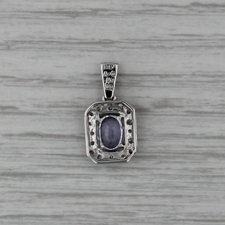 0.93ctw Tanzanite Diamond Halo Pendant 14k White Gold