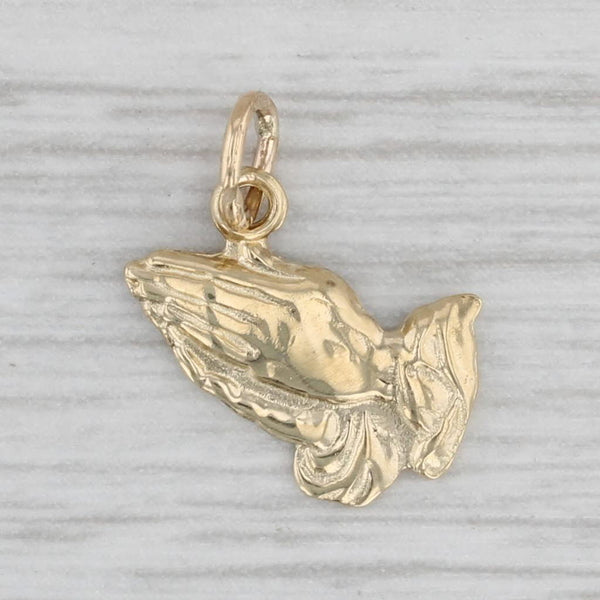 Small Prayer Hands Charm 14k Yellow Gold Pendant