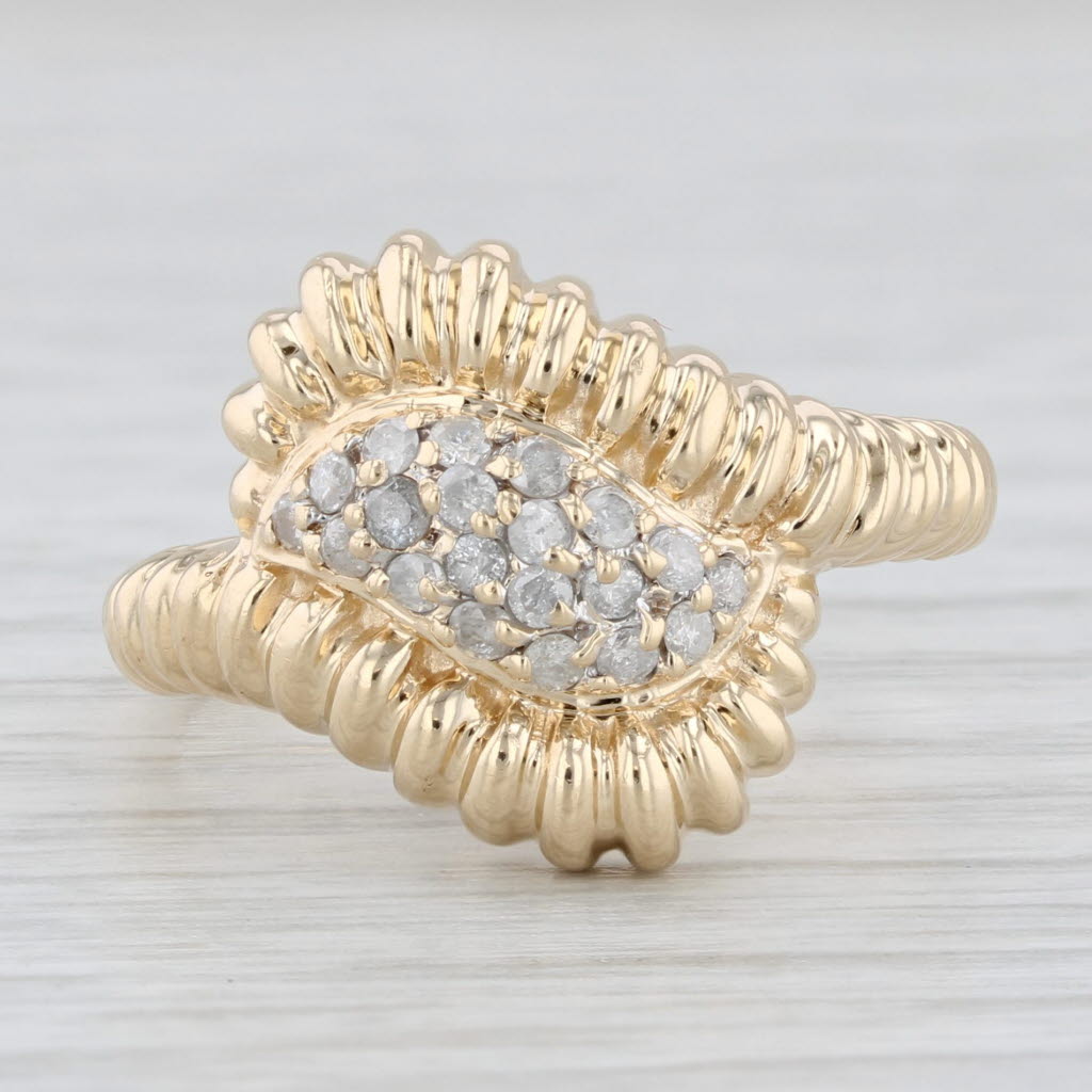 Light Gray 0.20ctw Diamond Cluster Ring 14k Yellow Gold Size 8.25 Bypass