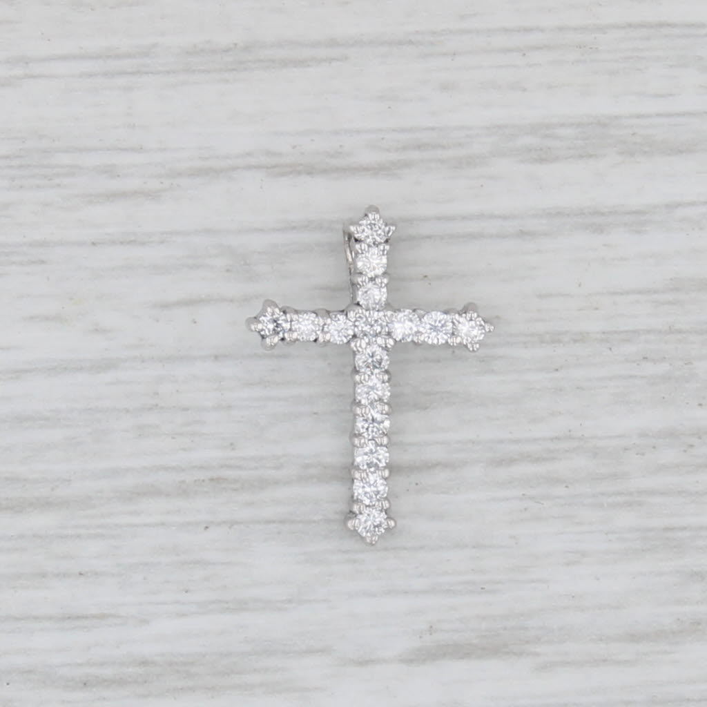 0.22ctw Diamond Cross 14k White Gold Small Drop