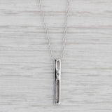 Diamond Accented Bar Pendant Necklace 14k White Gold 16" Rope Chain