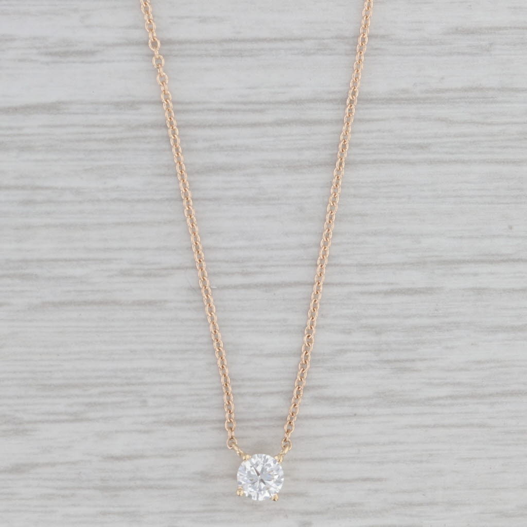 Gray New 0.58ctw Lab Diamond Solitaire Pendant Necklace 14K Yellow Gold Cable Chain