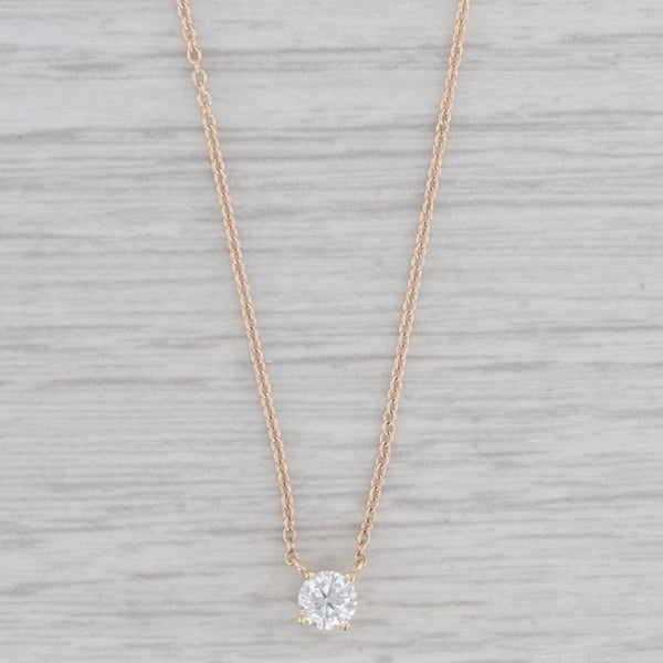 New 0.58ctw Lab Diamond Solitaire Pendant Necklace 14K Yellow Gold Cable Chain