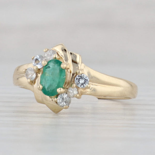 Light Gray 0.76ctw Emerald White Sapphire Ring 10k Yellow Gold Size 9
