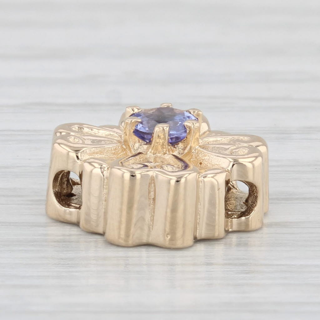 Light Gray Goldman Kolber 0.25ct Tanzanite Slide Bracelet Charm 14k Yellow Gold Vintage