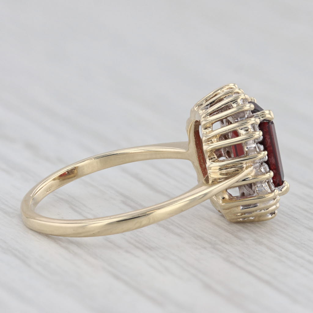 Light Gray 2.20ctw Emerald Cut Garnet Diamond Halo Ring 14k Yellow Gold Size 6.5 Engagement