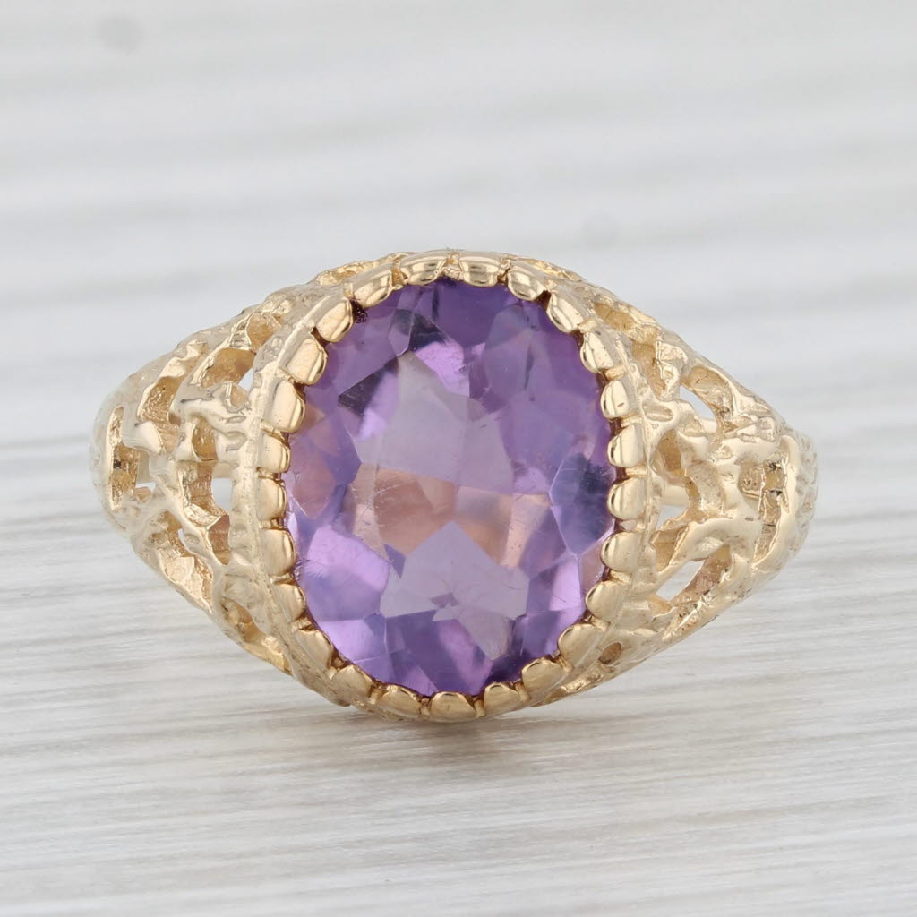 Light Gray 2.52ctw Oval Amethyst Solitaire Ring 9k Yellow Gold Size 6.25