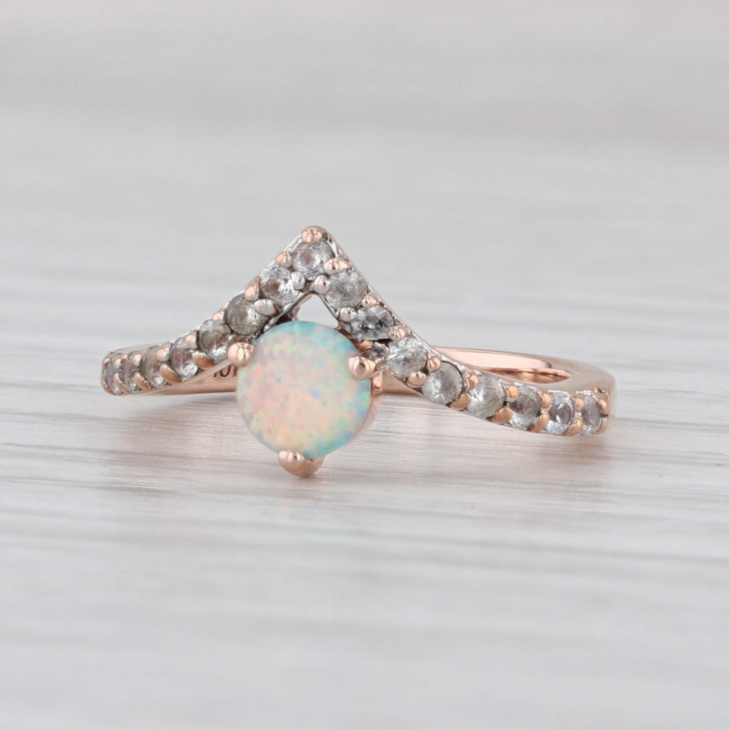 Lab Created Opal Sapphire Contoured Ring 10k Rose Gold Size 4