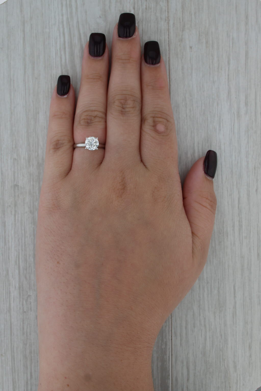 GSI Card 0.46ct Round Diamond Solitaire Engagement Ring 14k White Gold Size 5.5