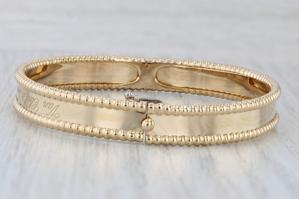 Gray Van Cleef & Arpels Perlee Signature Bangle Bracelet 7" VCA Large 18 Box Papers