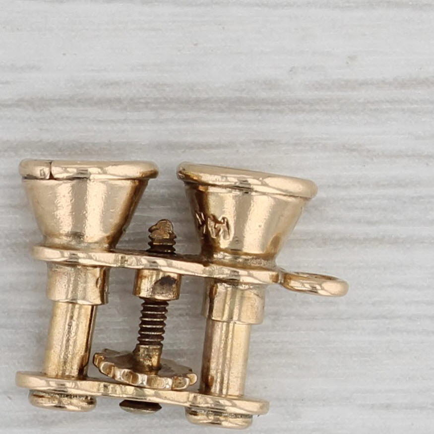 Gray Vintage Binoculars Charm 14k Yellow Gold 3D Pendant Keepsake Gift Moving Parts