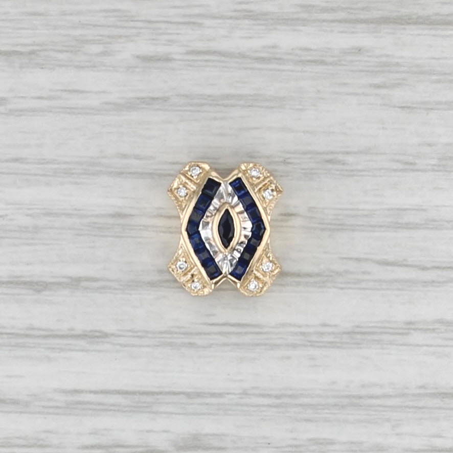 Joshua 0.34ctw Sapphire Diamond Slide Bracelet Charm 14k Yellow Gold Vintage