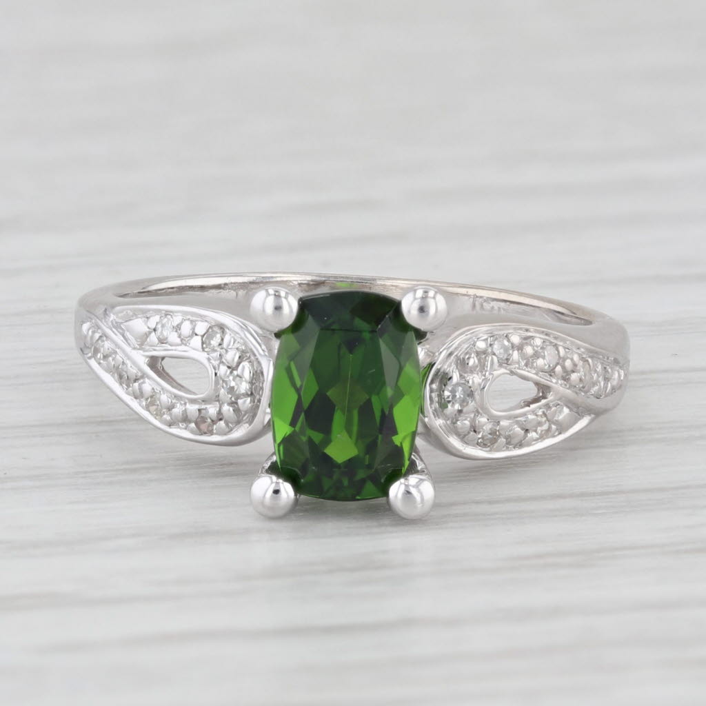 Light Gray 0.96ctw Chrome Diopside Diamond Ring 10k White Gold Size 6