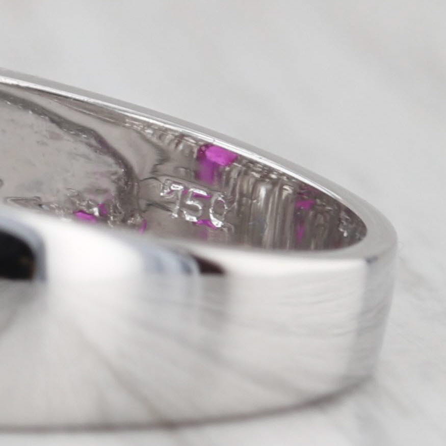 Gray 1.55ctw Emerald Cut Ruby Diamond Ring 18k White Gold Size 6.5