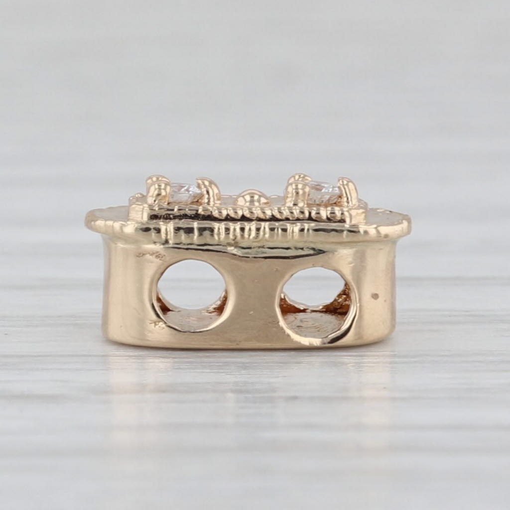 Diamond Slide Bracelet Charm 14k Yellow Gold Vintage Old Victoria