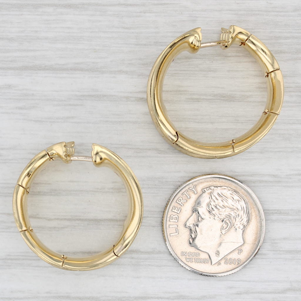 Light Gray Roberto Coin 0.12ctw Diamond Hoop Earrings 18k Yellow Gold Contoured Round Hoops