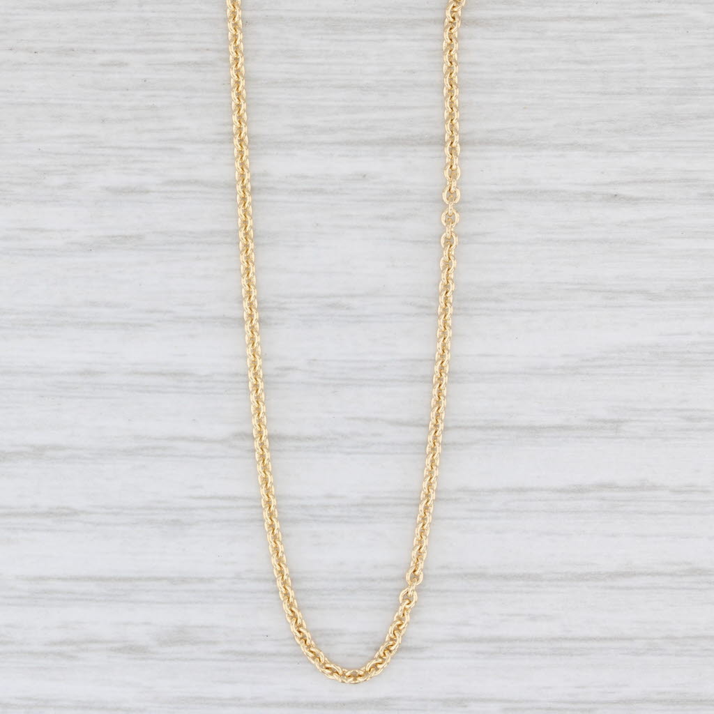 Light Gray Cable Chain Necklace 14k Yellow Gold 15.5" 1.2mm Lobster Clasp