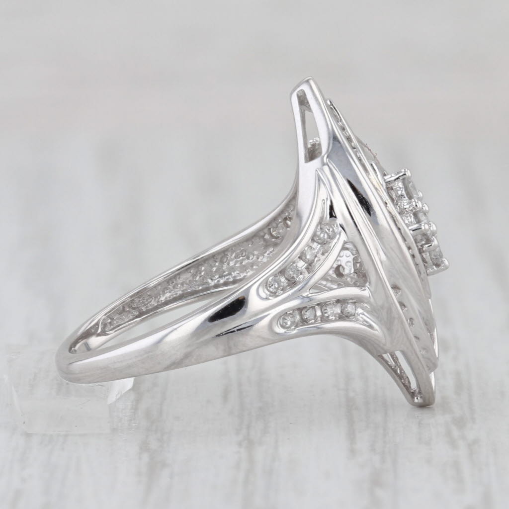 0.63ctw Diamond Ring 10k White Gold Size 7 Interlocking Halos