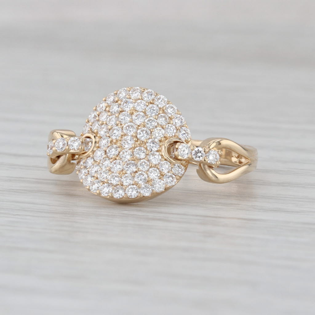 Sonia B 0.95ctw Diamond Pave Disk Lin Ring 14k Yellow Gold Size 10.25 R9053