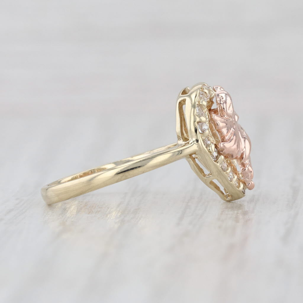 0.30ctw Cubic Zirconia Heart Cupid Ring 10k Yellow Rose Gold Size 6.75