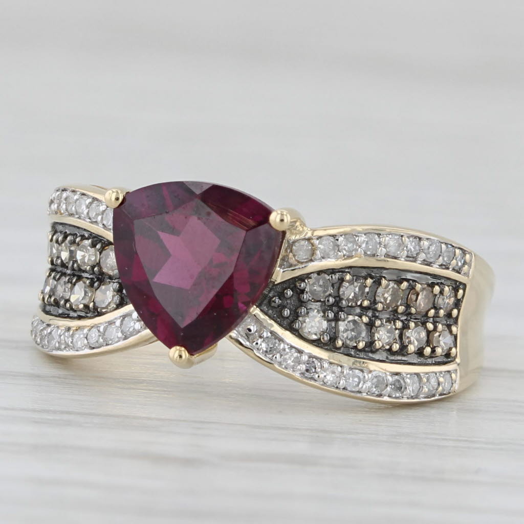 Light Gray 1.41ctw Rhodolite Garnet Diamond Ring 10k Yellow Gold Size 4.75