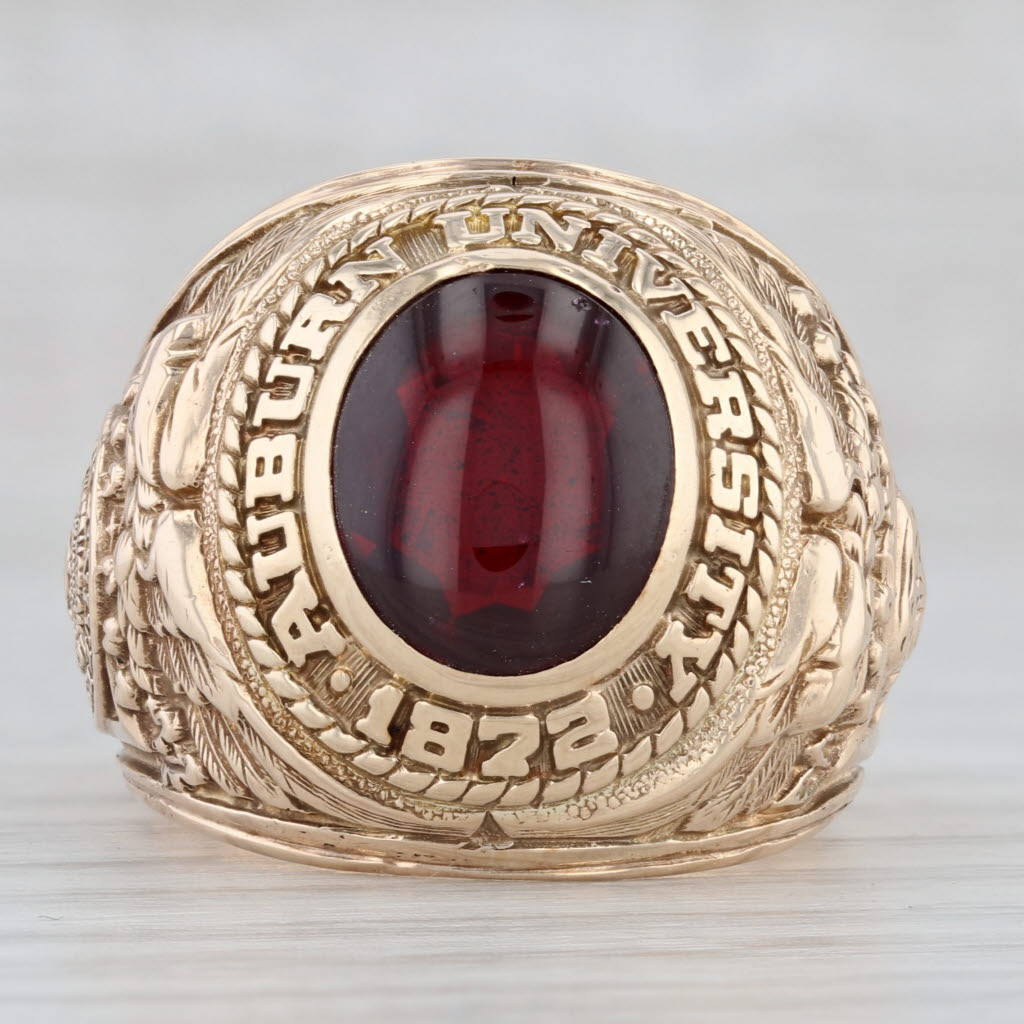 Light Gray Auburn University Class Ring Lab Created Ruby 10k Gold 1961 Men's Size 10