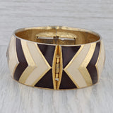 Balenciaga Enamel Mosaic Bangle Bracelet Gold Toned Statement 7" 26.6mm