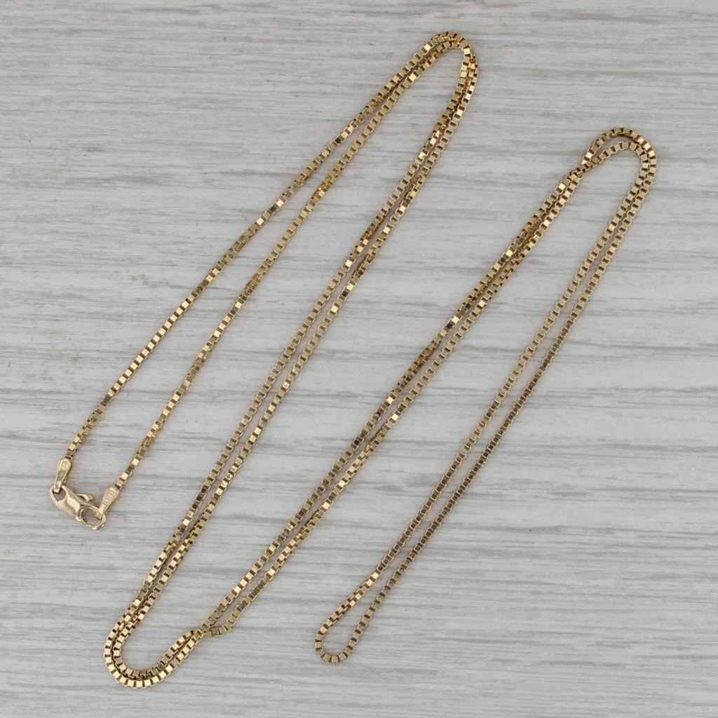Long 30" 1mm Box Chain Necklace 14k Yellow Gold