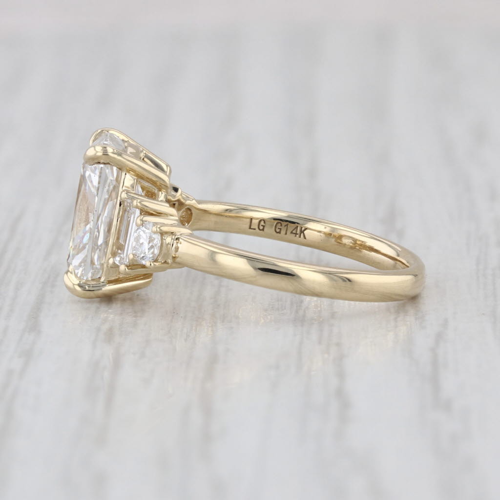 New IGI 3.317ctw VS1 Lab Grown Diamond Cushion Engagement Ring 14k Gold Size 5.5