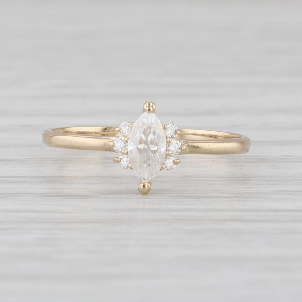 0.23ctw Moissanite Marquise Ring 14k Yellow Gold Size 5 Engagement Promise