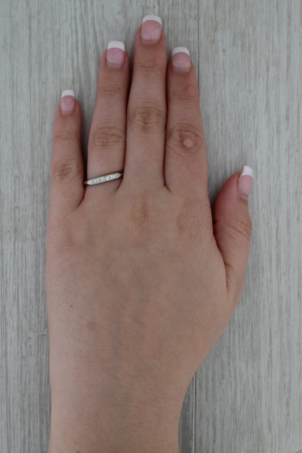 Vintage 0.18ctw Diamond Wedding Band 950 Palladium Size 8.25 Stackable