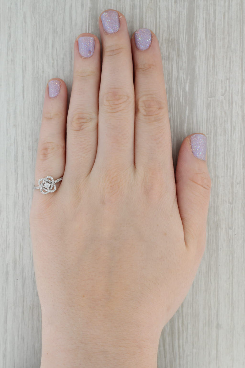 Dark Gray 0.22ctw Diamond Knot Ring 10k White Gold Size 7 Engagement