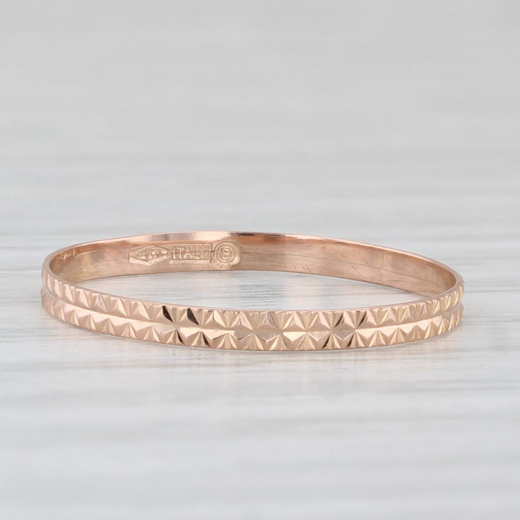 Light Gray Patterned Rose Gold Band 14k Stackable Wedding Ring Size 6