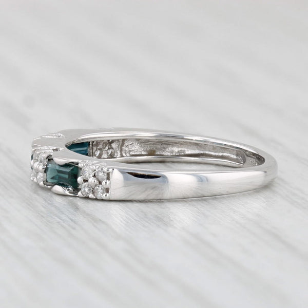 0.49ctw Blue Sapphire Diamond Ring 14k White Gold Stackable Wedding Band Sz 5.25