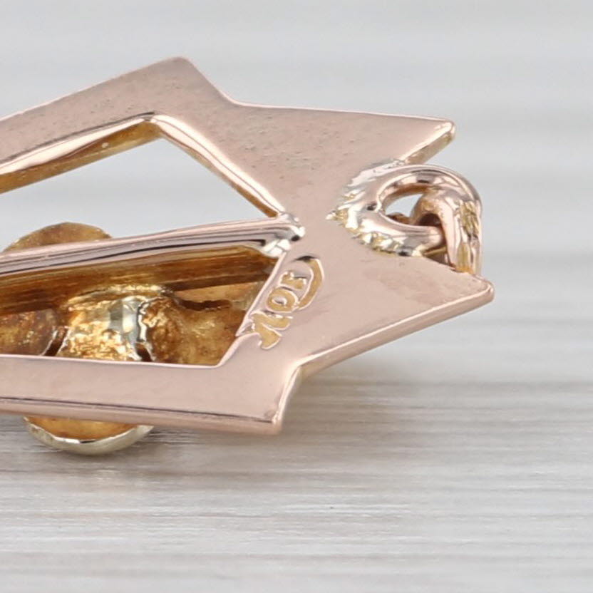 Antique Baroque Pearl Flower Pendant 10k Yellow Gold Drop