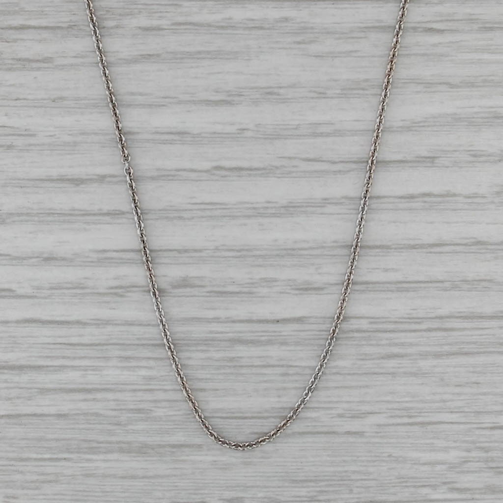 Cable Chain Necklace 14k White Gold 17" 1mm