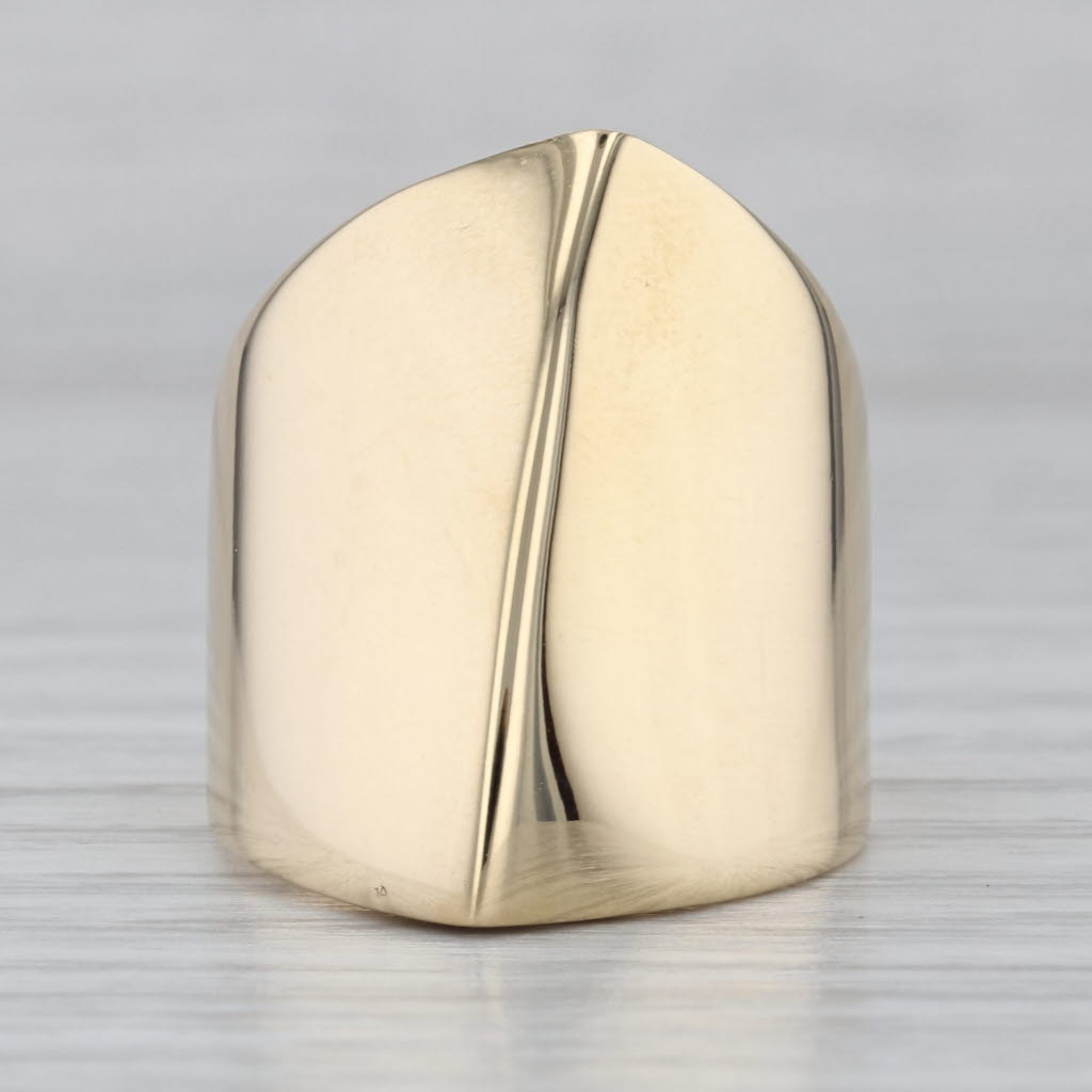 Unique Beveled Domed Statement Ring 18k Yellow Gold Size 6.5
