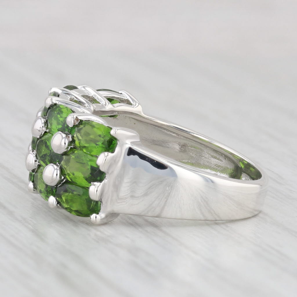 Light Gray 3.20ctw Green Chrome Diopside Cluster Ring Sterling Silver Size 6 Cocktail