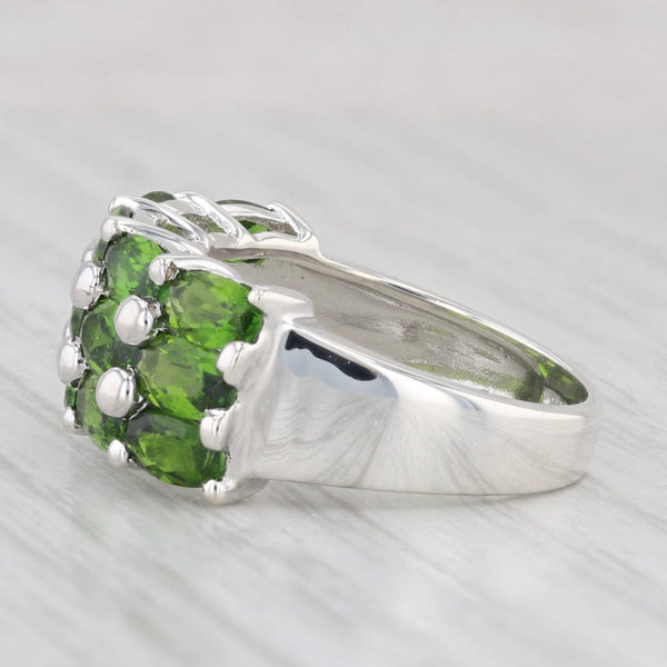 3.20ctw Green Chrome Diopside Cluster Ring Sterling Silver Size 6 Cocktail