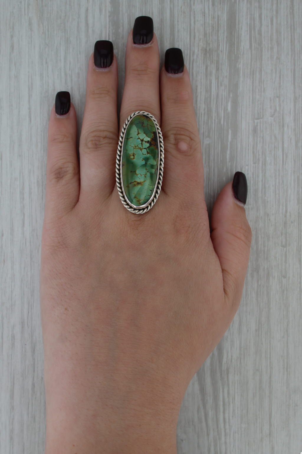 Vintage Peter Johnson Navajo Ring Sterling Silver Turquoise Native American