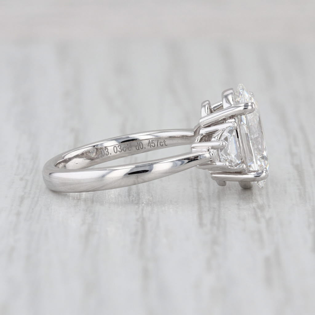 New IGI 3.49ctw Oval 3-Stone Lab Grown Diamond Engagement Ring 14k White Gold