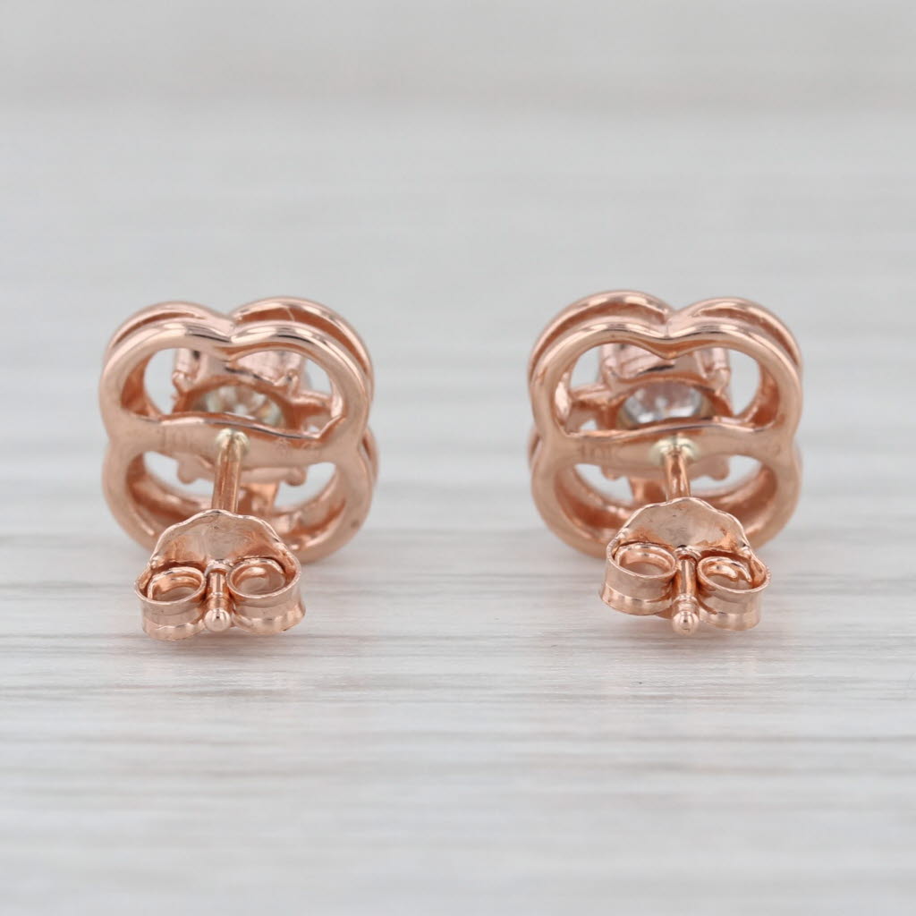 0.20ctw Round Diamond Flower Stud Earrings 10k Rose Gold Studs