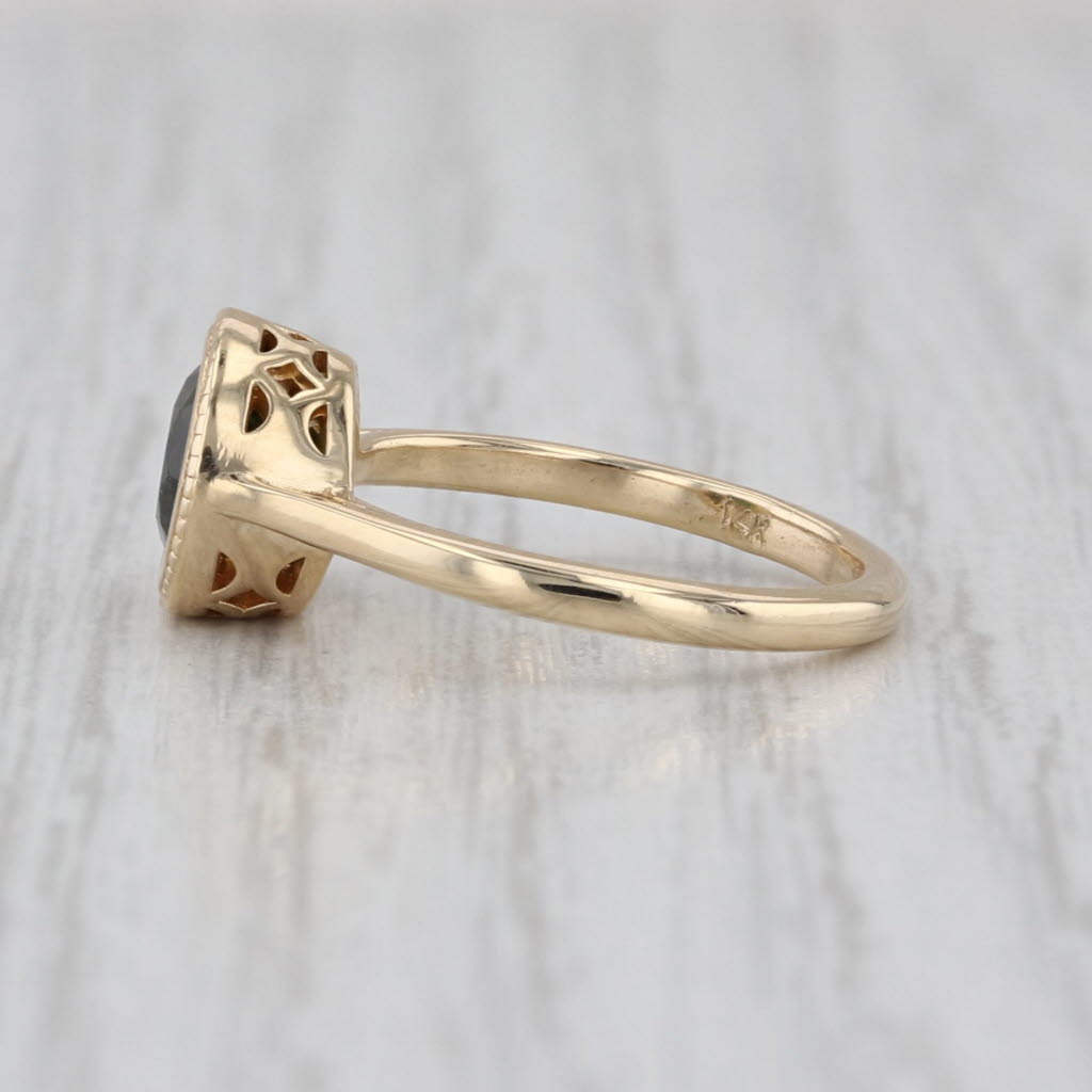 1.35ct Round Green Sapphire Solitaire Ring 14k Yellow Gold Size 4.25