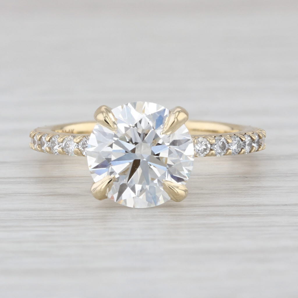 New IGI 3.55ctw Round Lab Grown Diamond Engagement Ring 14k Yellow Gold Size 6.5
