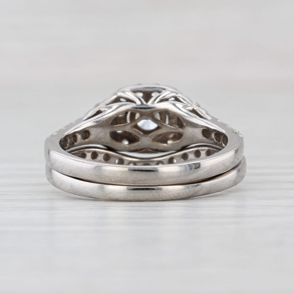 1.30ctw LEO Diamond Engagement Ring Wedding Band Bridal Set 14k White Gold Sz 7