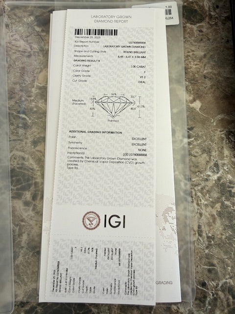 New IGI Lab Grown 2ctw Round Diamond Martini Stud Earrings 14k Gold Studs